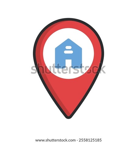 home GPS point with outline in flat vector design.