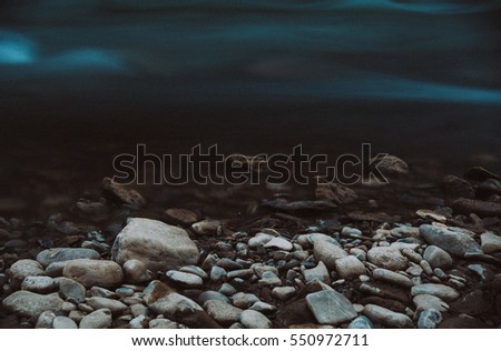 Similar – Image, Stock Photo Clear river and rocks on sunset
