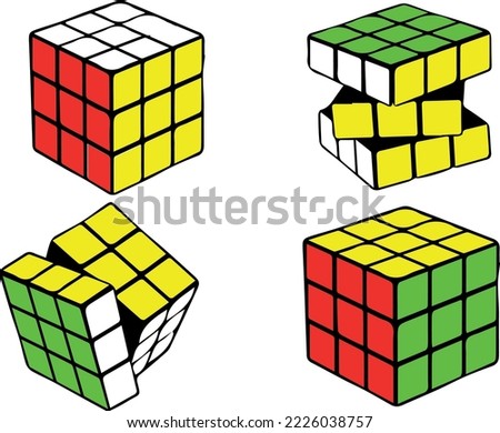 Central Java, INDONESIA. MARCH 22, 2021. rubik's cube isolated on white background. combination puzzle invented in 1974 by Erno Rubik. Solving difficult tasks. vector illustration