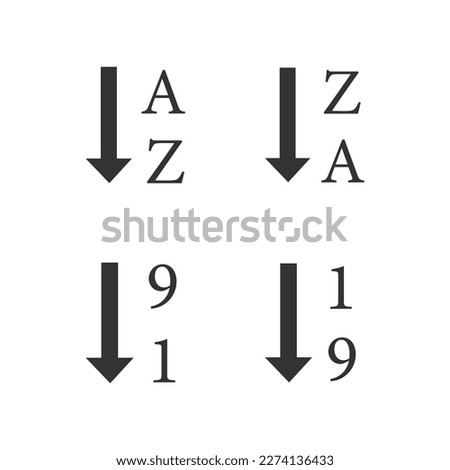 Sort by alphabet and numeral vector icon. List vector sign. User Interface and Design Elements icon for website and mobile app design 