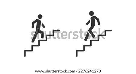 Up and down staircase vector icon. Staircase vector symbol is isolated on a grey background