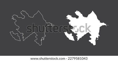 Vector illustration of Azerbaijan map isolated on white background. Filled and linear style map vector.