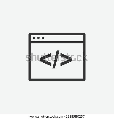 Embed vector icon. Black script icon. Programming, coding linear icon, vector illustration