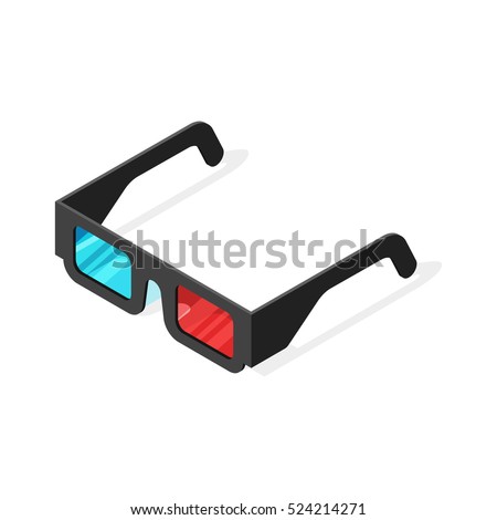 Isometric vector illustration of 3d glasses. Isolated on white background.
