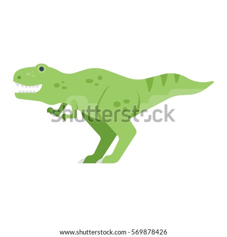 Vector flat style illustration of dinosaur. Icon for web. Isolated on white background.