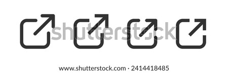 External link icon. Share interface button. Page open in the new window. Vector illustration.