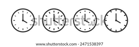 Clock icon set. Hours dial. Watch time. Business deadline.