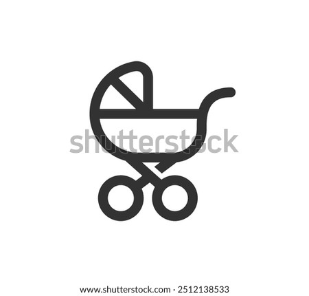 Baby trolley icon. Child carriage. Children stroller. Infant buggy.