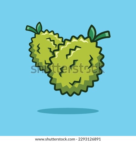 Flat vector durian illustration on cute blue backgroud