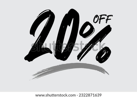 Special offer discount. Hand drawn numbers of 20% OFF. Black Friday Sale.