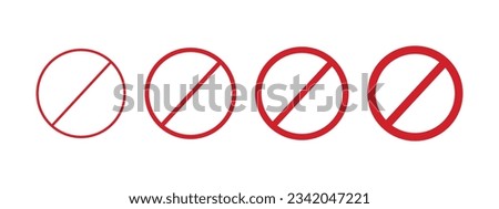 Strictly prohibited signs, Prohibited sign icon set vector illustration.