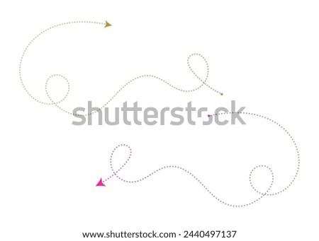 Dashed line arrow route path vector.