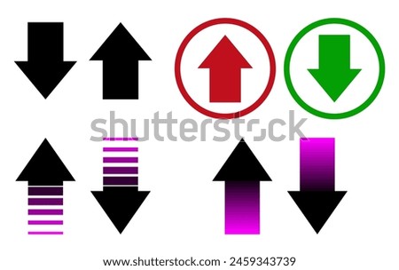 Up and down arrow, Push and Pull round warning direction arrow icons.