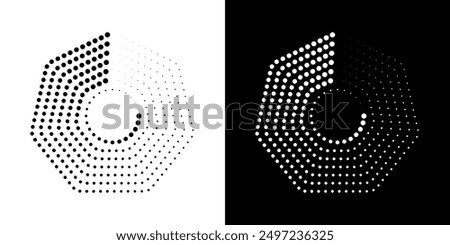 Octagon figure geometric lines. Heptagon geometric symbol. Editable stroke.