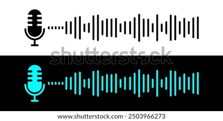 Podcast microphone sound wave. Podcast player.