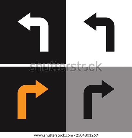 Turn left and right directional arrow icons. Glyph icon sign symbol in trendy flat style.