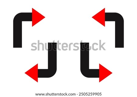 Turn left and right directional arrow icons. Glyph icon sign symbol in trendy flat style.