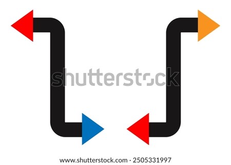 Turn left and right directional arrow icons. Glyph icon sign symbol in trendy flat style.