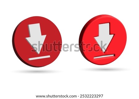 3D Download icon, Load symbol. 3D Download button and download icon.