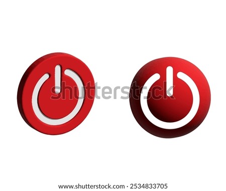 3D power button vector illustration. 3d power start button.