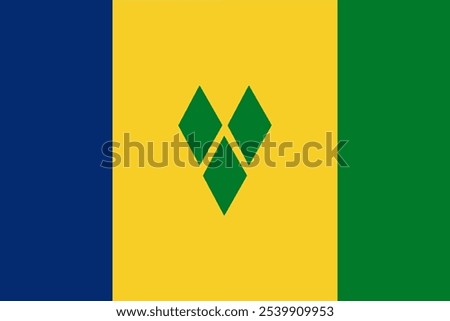 The national flag of Saint Vincent and the Grenadines. Saint Vincent flag icon vector. An illustration of the Saint Vincent and the Grenadines flag.