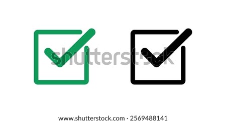 Checkmark Icon in a Square and circle. Tick Sign in Box. Check Mark or Tick in Box.1