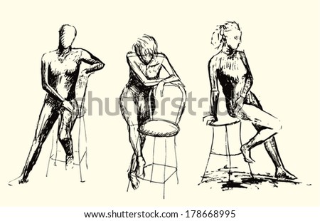 Similar – Image, Stock Photo Anonymous man drawing draft of house at home