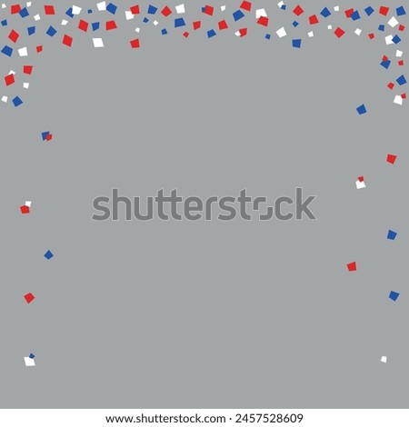 Blue, White and Red Confetti to Celebrate Victory. USA, France, Russian, New Zealand, Puerto Rico Colors Isolated Vector. Big Competitions