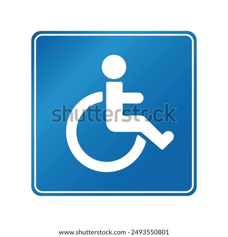 Parking Sign With Handicap Symbol. Blue and White Vector. Wheelchair. Accessibility.