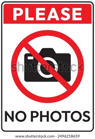 Please No Photos Sign Vector. No Camera. Prohibition. Warning. Not Allowed.