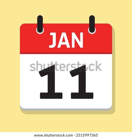 January Eleventh. Jan 11th. Daily Calendar in Flat Design Vector. Date Icon. Month. Day Illustration. Time Concept.