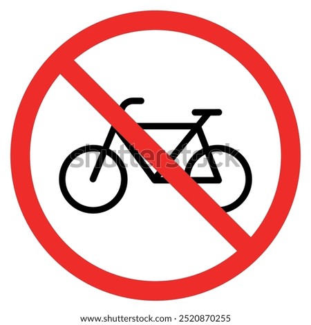 No Cycling Sign. White Round Sign with Red Outline. No Bicycle Vector. Prohibited.