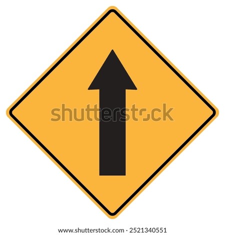 One Way Traffic Sign. Yellow Warning Sign Vector. Diamond Road Sign. Rhombus. Direction.