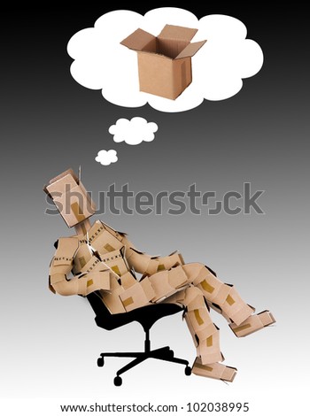 Think outside the box concept with the box man character