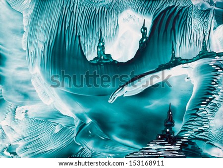 Underground fantasy castles painting in wax