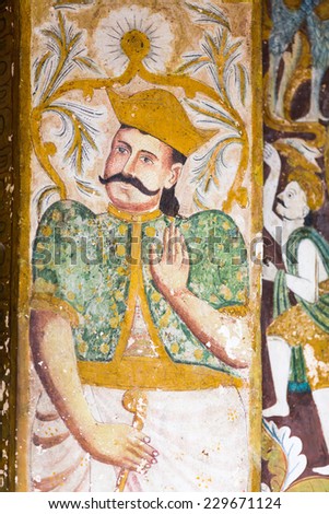 KANDY , SRI LANKA - OCTOBER 25 : Scenic painting walls on site Temple of the Tooth on October 25, 2014 in Kandy, Sri Lanka.