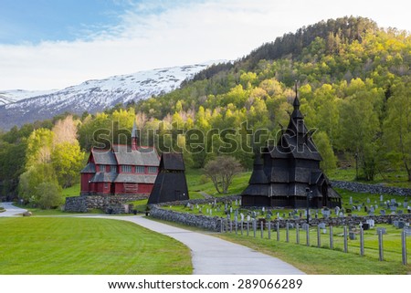 Borgund Stave church. Built in 1180 to 1250, and dedicated to the Apostle St. Andrew. It is one of the best preserved stave churches in the world.