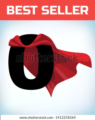 zero in red hero cape. Super cloak. Super power. Power concept. Leadership sign. Superhero symbol