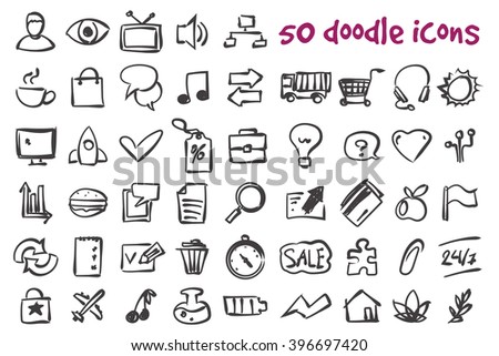 Vector doodle icons set. Stock illustration for design