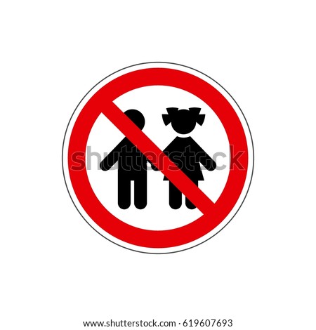 STOP! Not for children. VECTOR. The icon with a red contour on a white background. For any use. Warns.