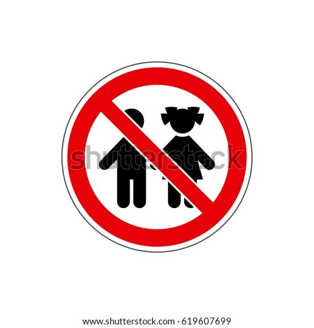 STOP! Not for children. VECTOR. The icon with a red contour on a white background. For any use. Warns.