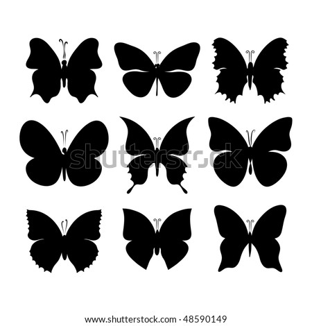 Silhouettes Of Butterflies, Vector - 48590149 : Shutterstock