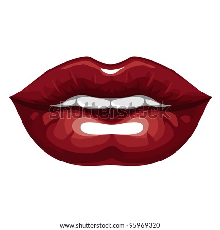 Beautiful Smiling Red Lips Stock Vector Illustration 95969320 ...