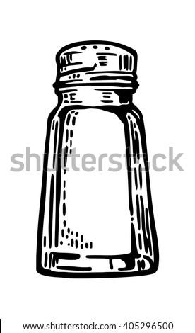 Salt shaker. Vintage vector engraving illustration for label, poster, web.