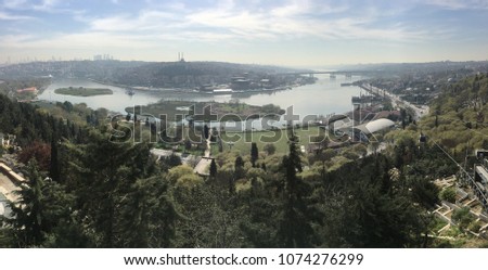 Panorama of the Golden Horn from Pierre Loti Hill, Istanbul, Turkey Stok fotoğraf © 
