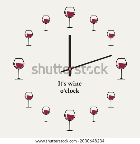 wine o'clock vector design funny print Foto stock © 