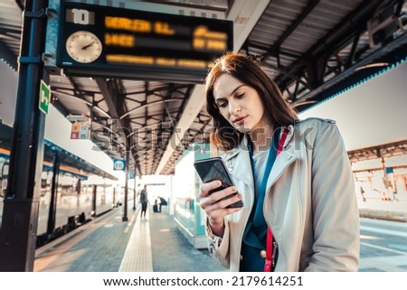 Similar – Image, Stock Photo Waiting for the train Rain