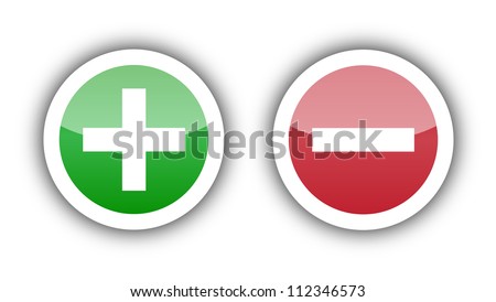 Add sign in green button and delete sign on red button on white