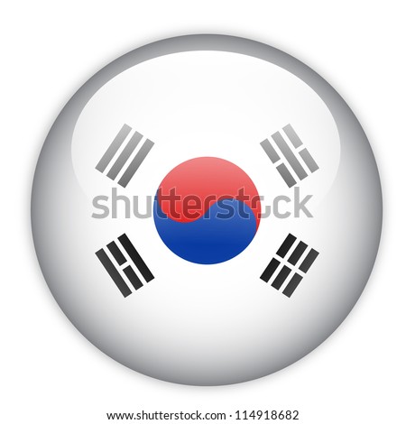 South Korea flag button on white