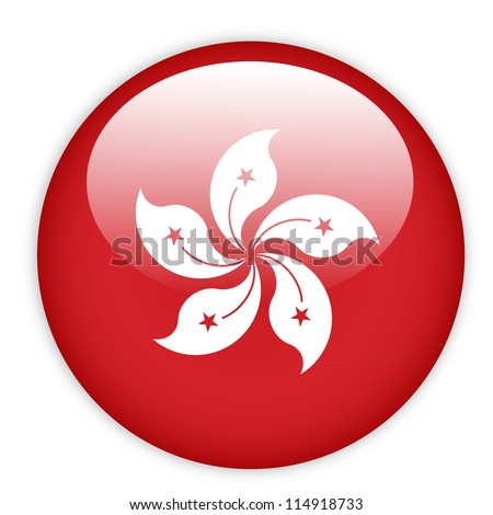 Hong Kong flag button on white